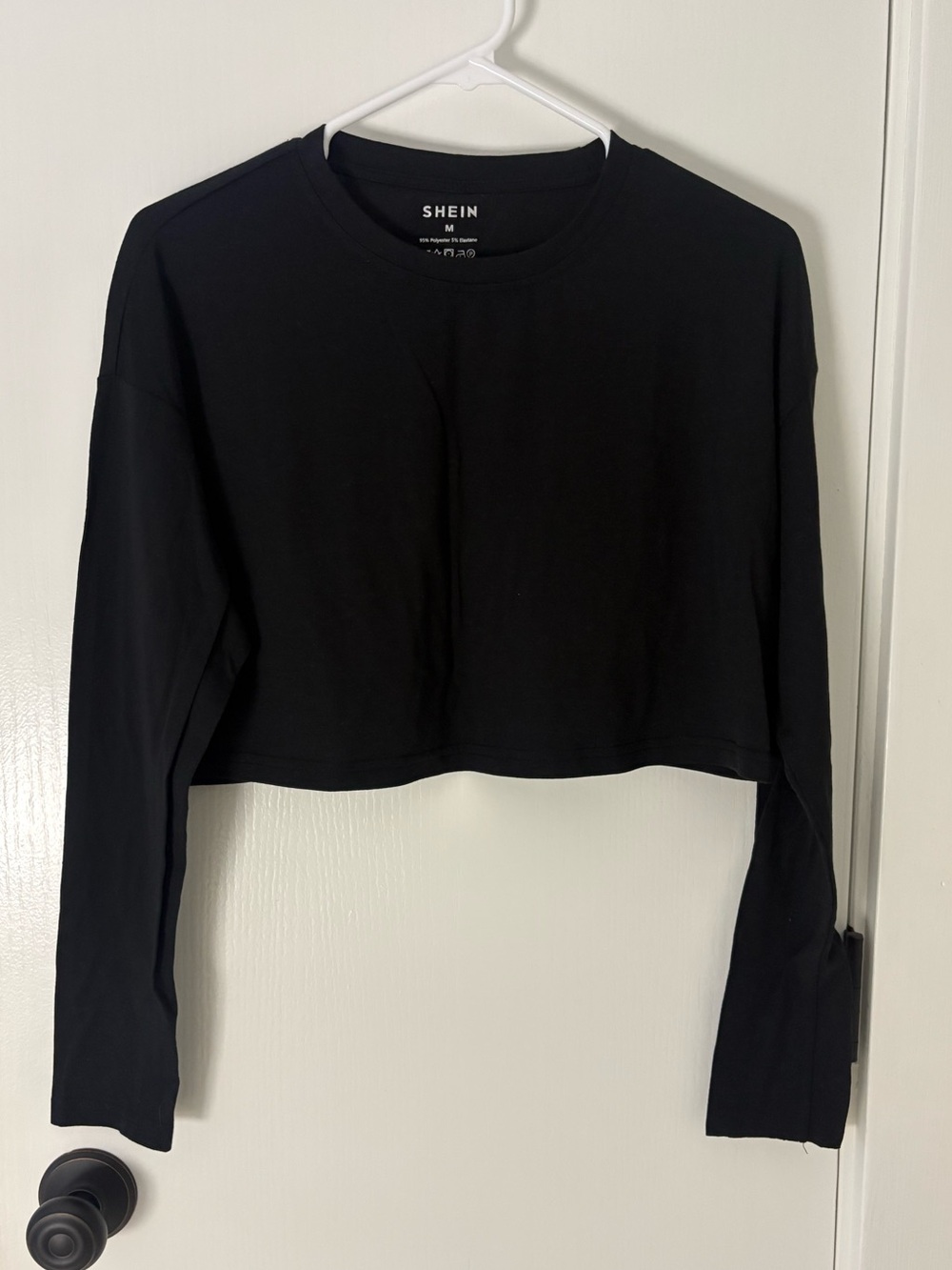 SHEIN Black Crop Top Long Sleeve Tee
